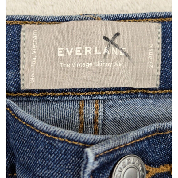 Everlane sz 27 The Vintage Skinny Jeans ankle button fly stretchy 0133 - Picture 5 of 5